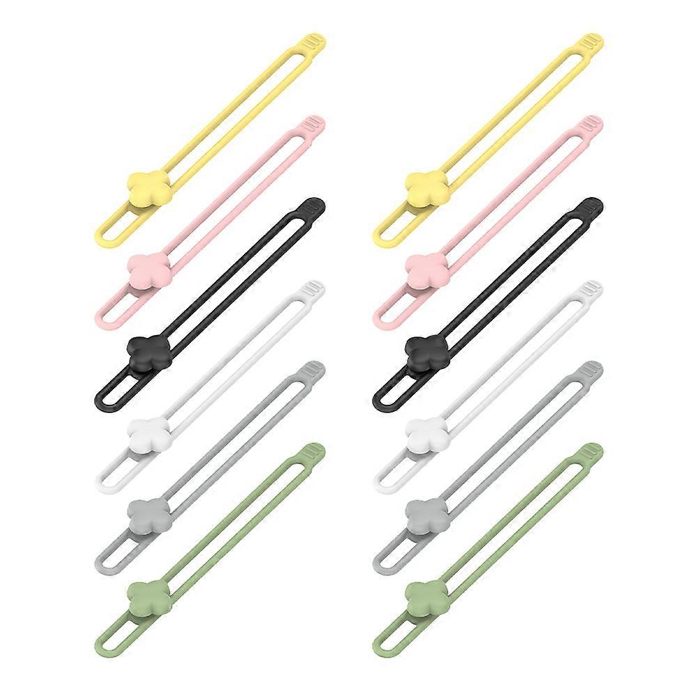 Silicone Cord Tie Wire Organization Four Leaf Clover Shape For Office Use 12Set