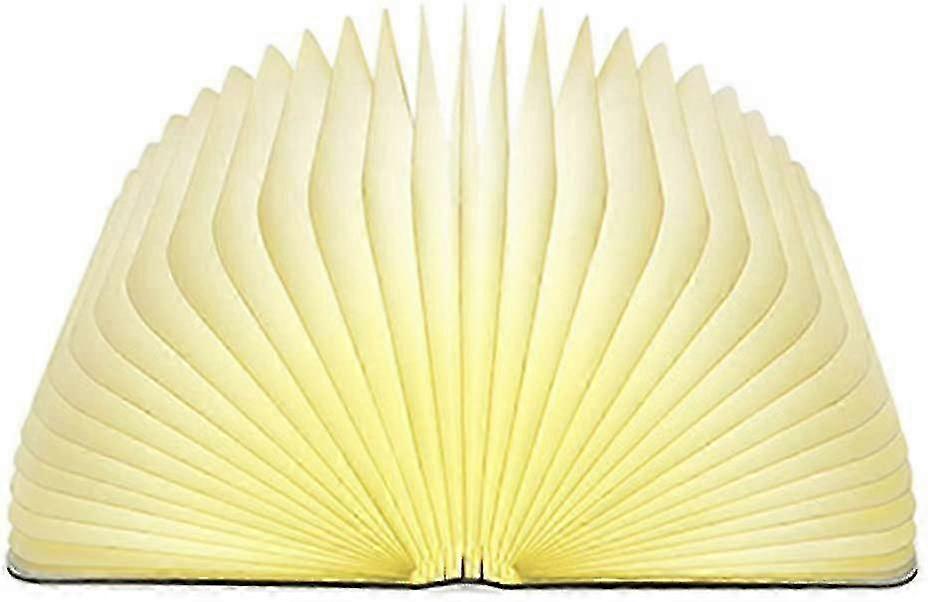 Folding book-shaped LED lamp with wooden cover, 500 lumens, rechargeable via USB, can be used