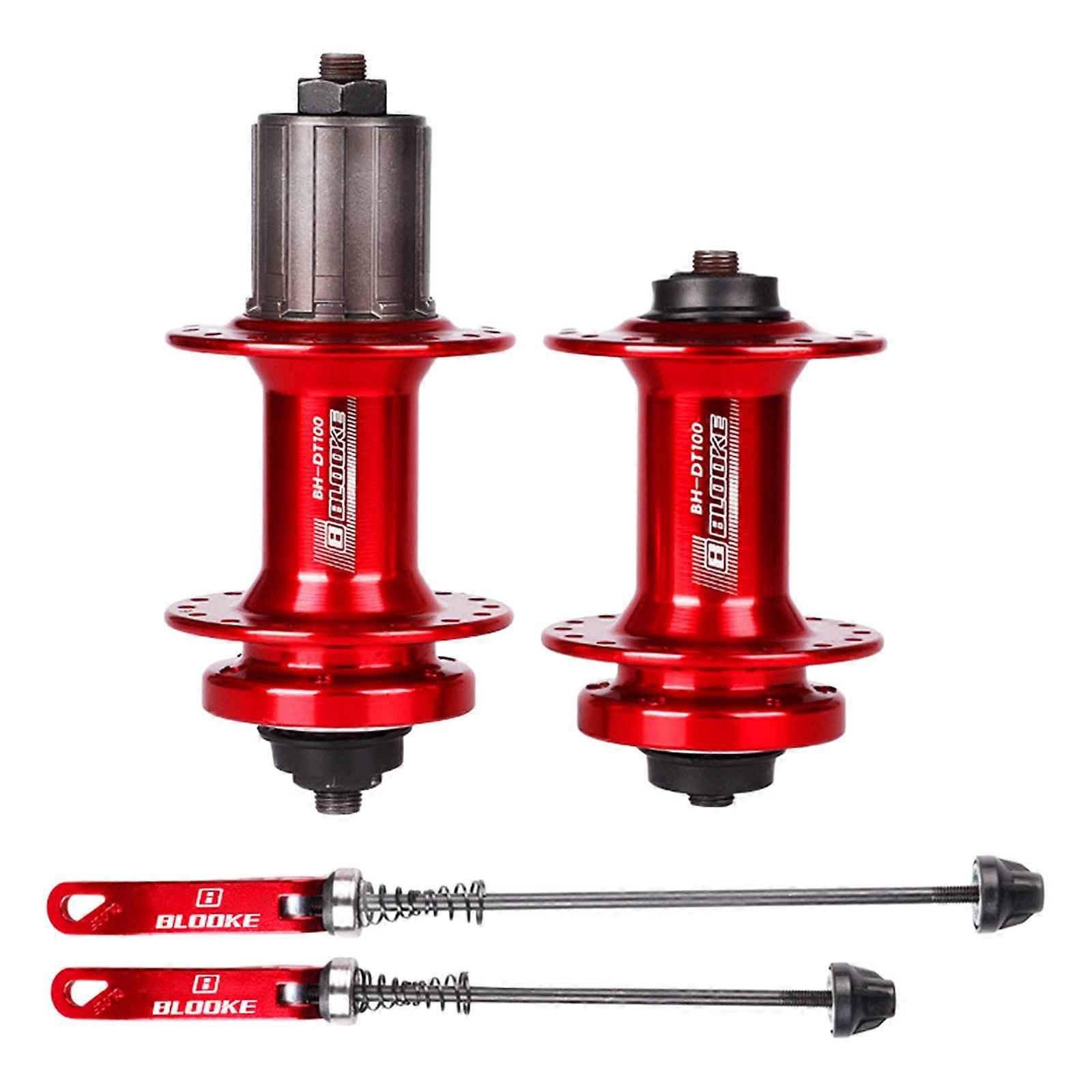 MTB Mountain Bike Disc Hub Front Wheel Rear Hub Set Quick Release 32 Hole for 7/8/9/10/11 Gears Red Set