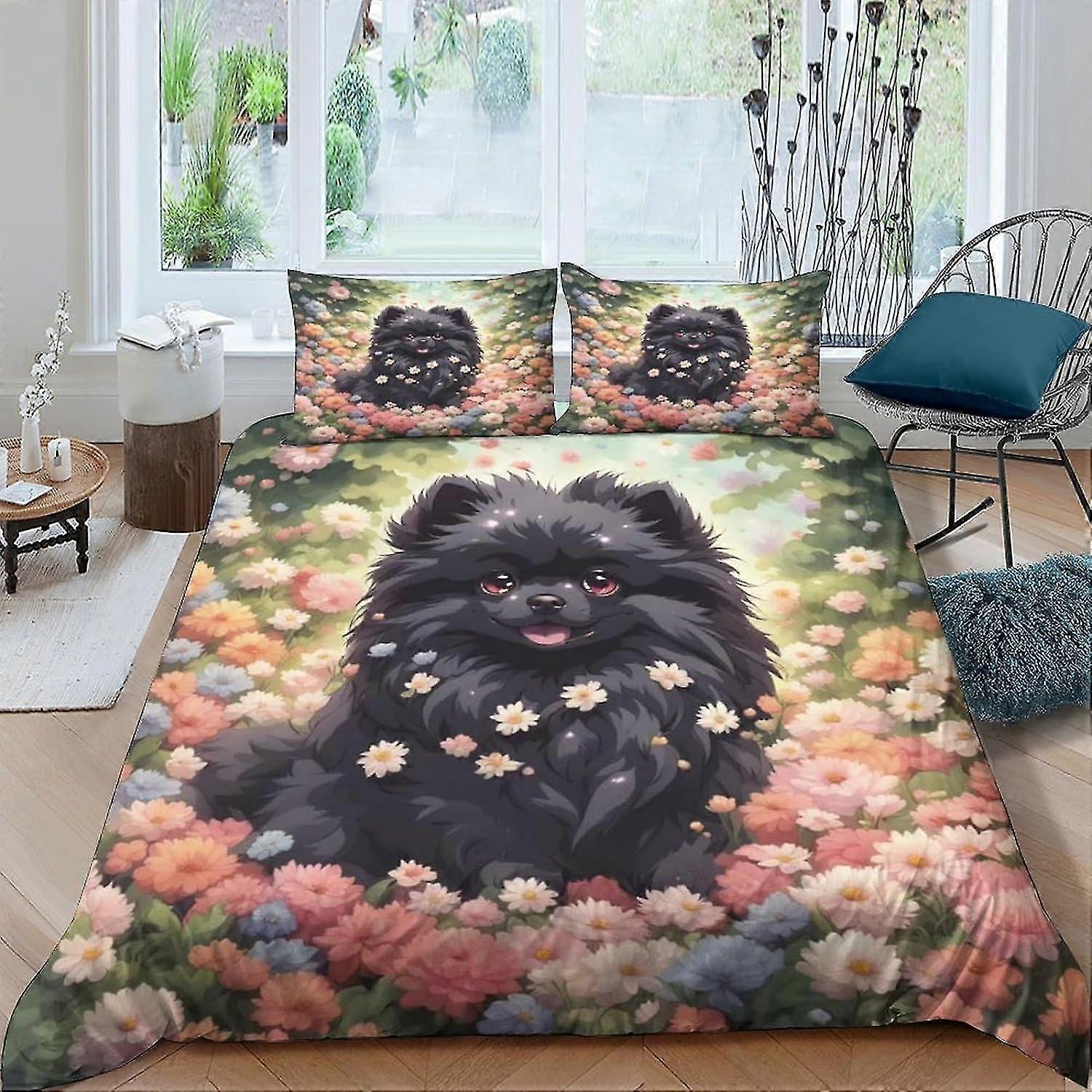 Kids 3-Piece Dog Duvet Cover Set, Soft Microfiber Comforter Cover with Zipper Closure, Suitable for Various Brands