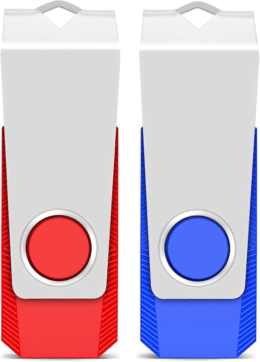 USB Memory Stick 8GB USB 2.0 Flash Drive 2-Pack, Portable Storage(Blue+Red)