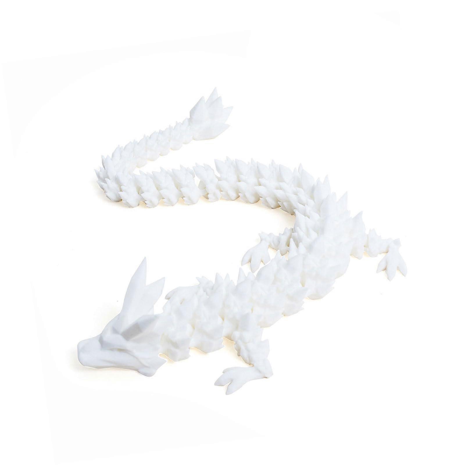 3D Printed Dragon Model Toy with Vibrant Colors and Movable Joint Design for Kids Collector Gift, White