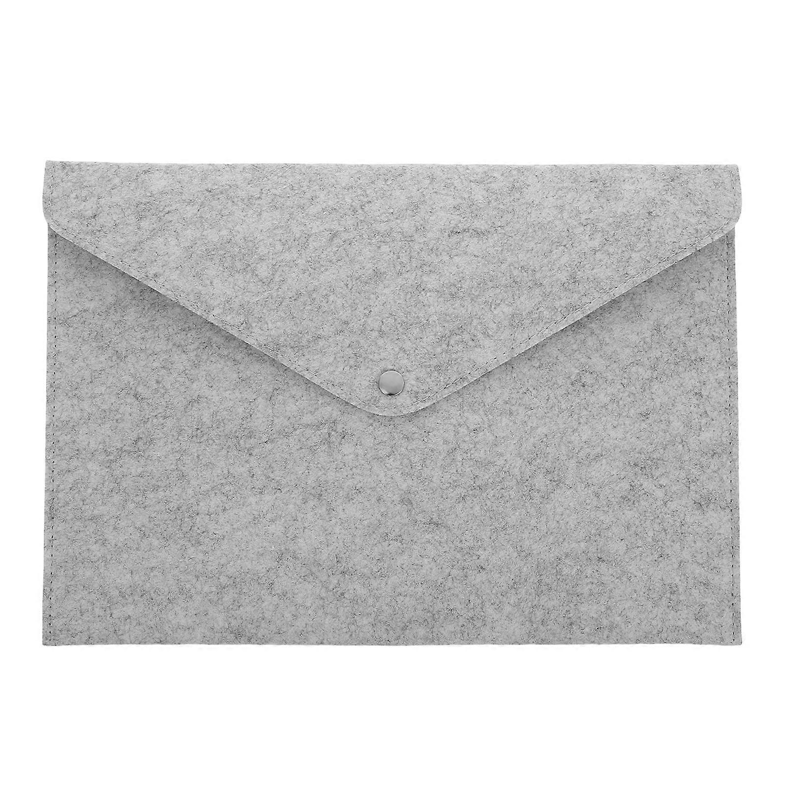 Paper Documents Storage Holder Bag Felt Paper Organizer Simple Design Daily Use Office School Light Grey 13.4×9.8×0.2in 1Pack