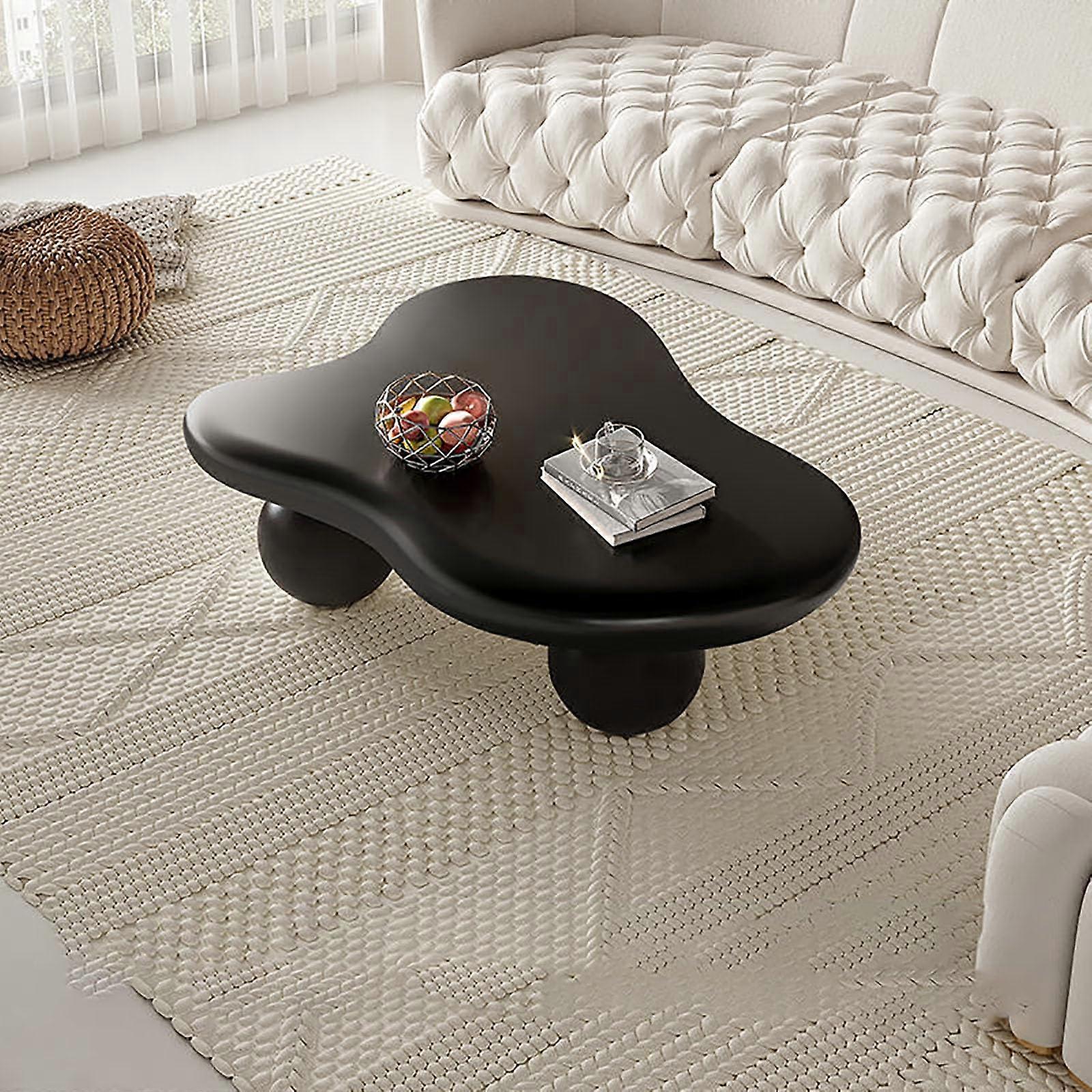 Modern black coffee table, sturdy farmhouse center table, easy assembly, strong loadbearing