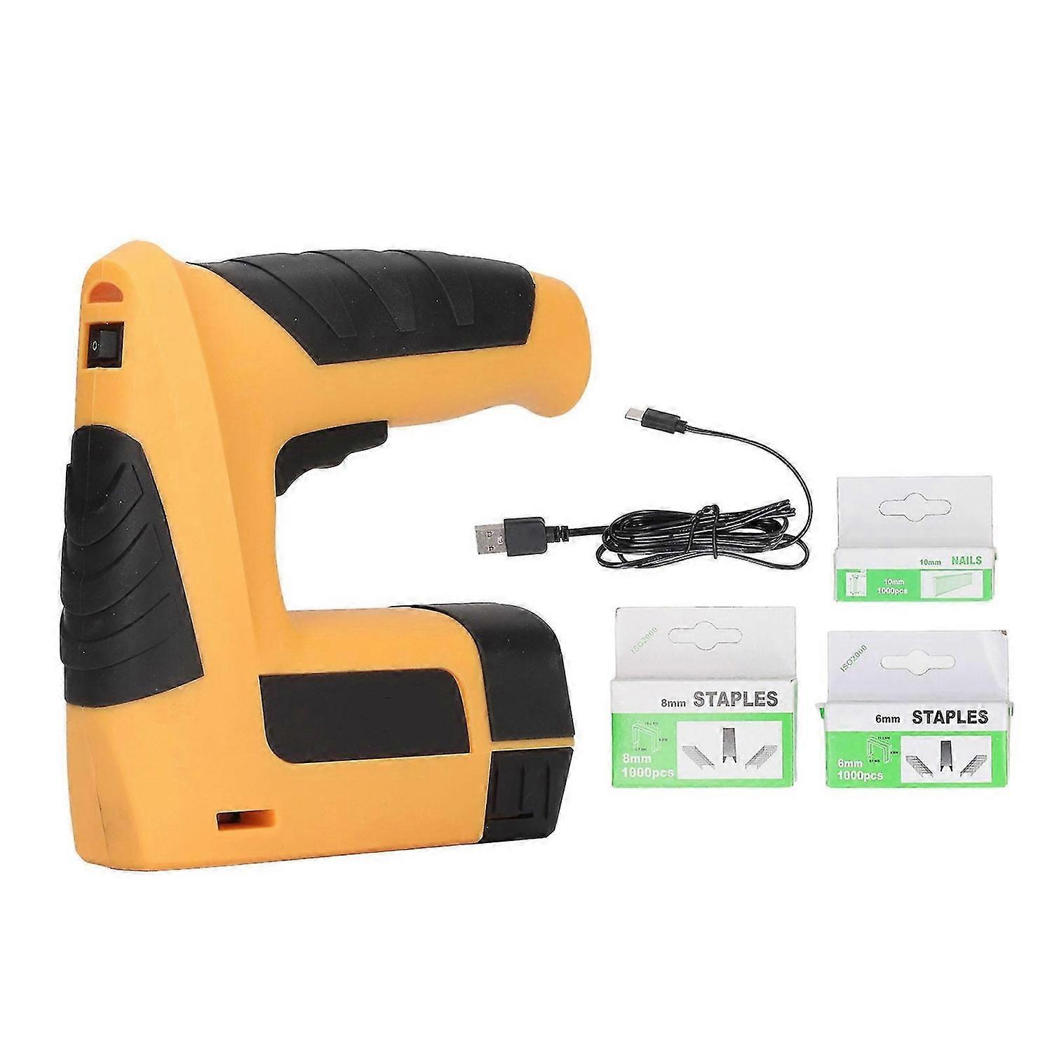 Cordless Staple Gun Kit Electric Portable USB Rechargeable Lithium Battery Powered for Nail