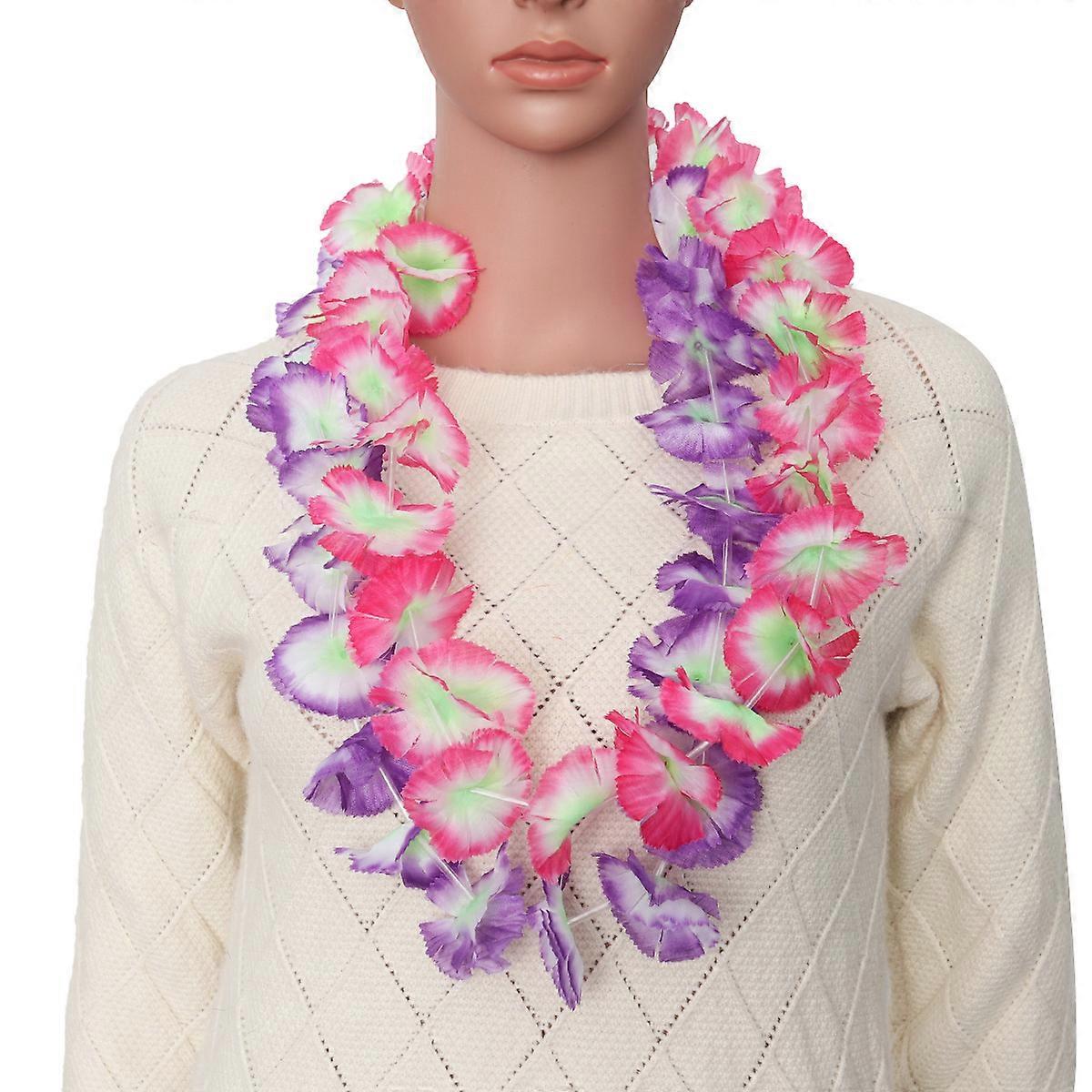 Hawaiian Party Decoration Flower Lei Bunting Banner Photo Backdrop Assorted Color Cloth Material 24Pcs