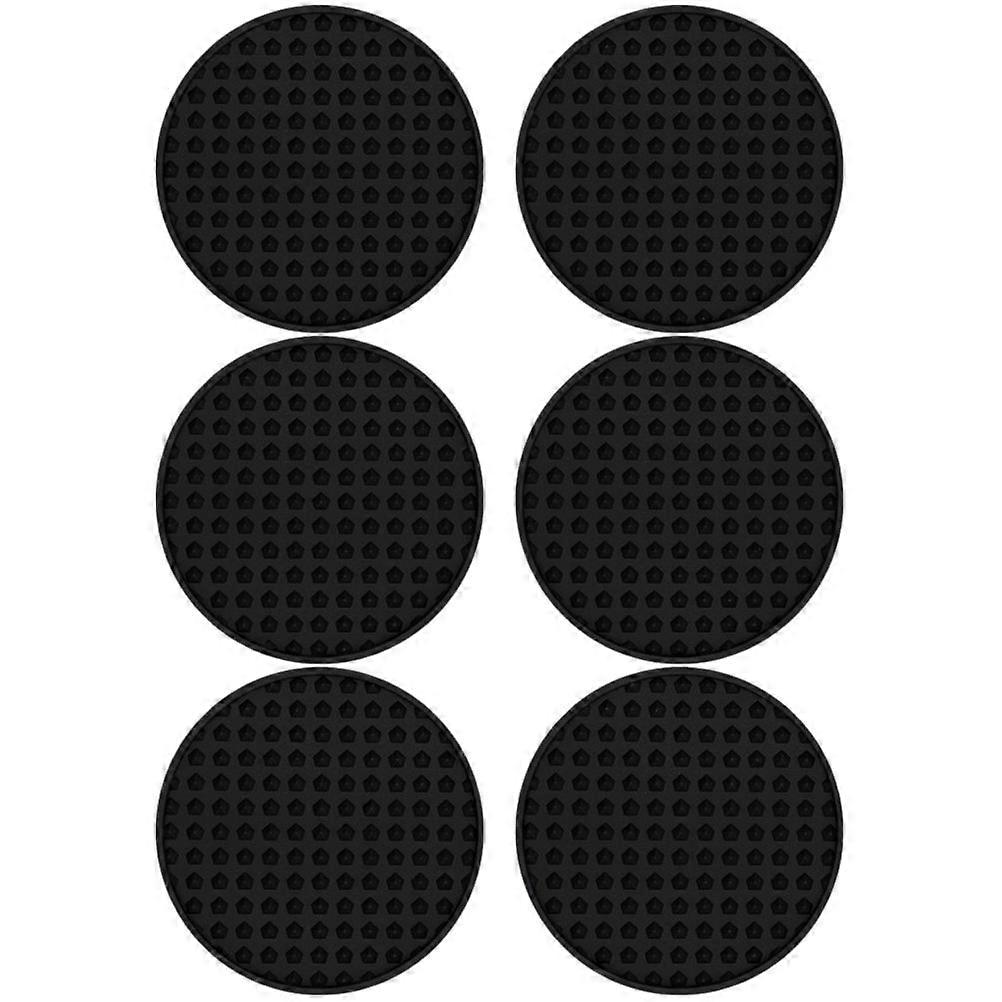 Stylish Coasters Silicone Drink Coasters Non-Slip For Office Home Use Black 10x10cm Heat Insulation 6Pcs