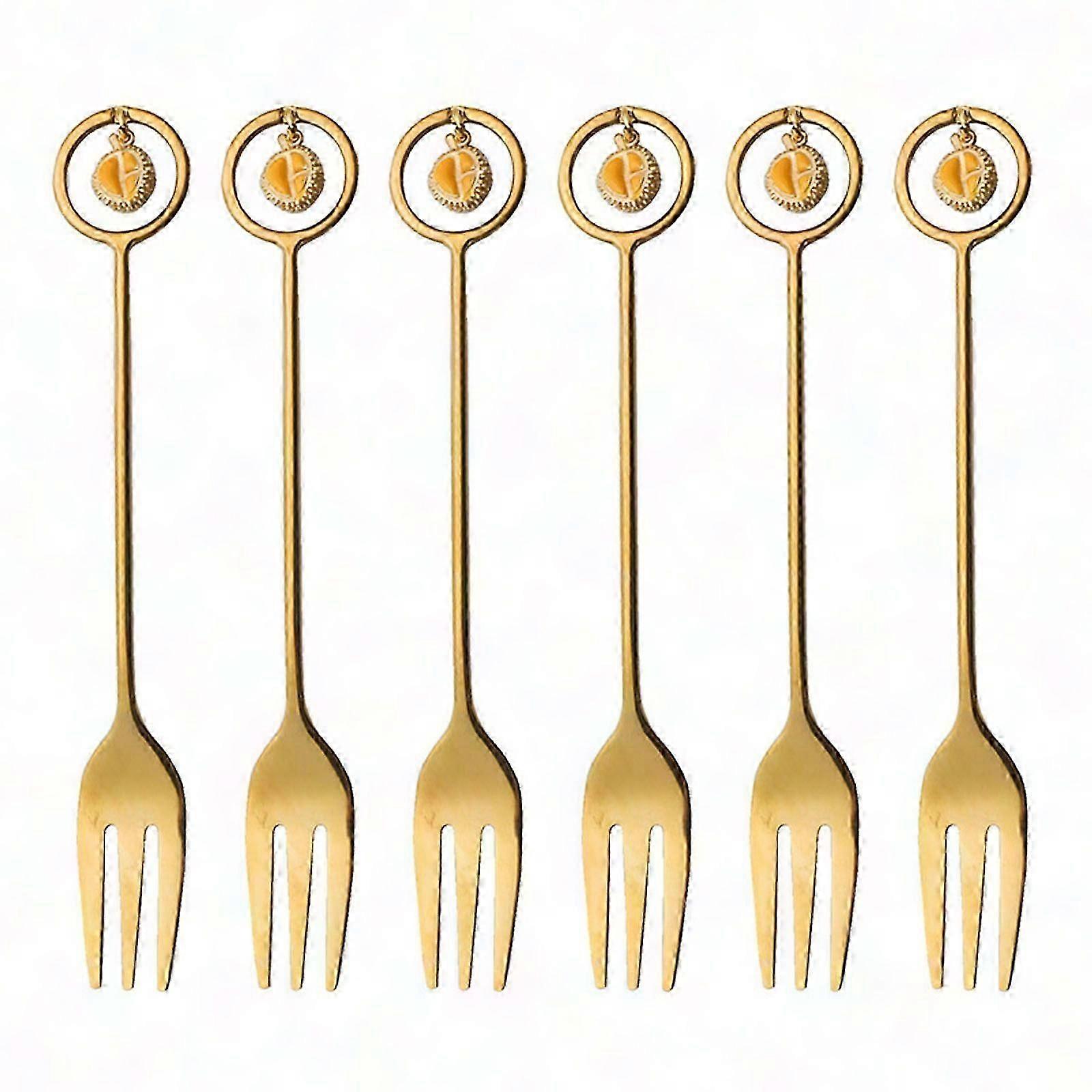 6Pcs Stainless Durian Fruit Forks & Spoons For Dessert