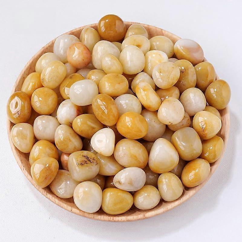 Natural Crystal Stone 100g, 1.5-2 cm Polished Roll Stone, Yellow Aromatherapy Stone for Aquariums and Home Decor
