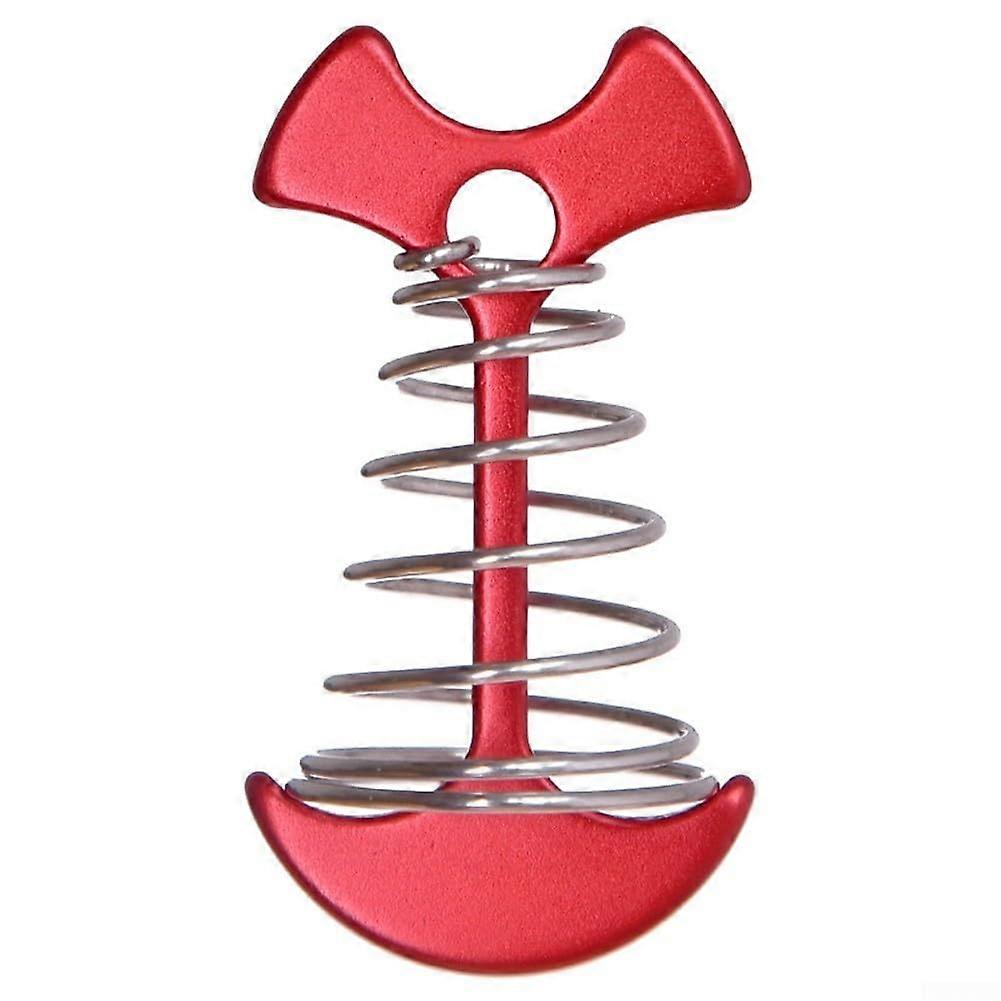 Lightweight 4part herringbone tent peg with spring buckle, wind rope anchor (red)
