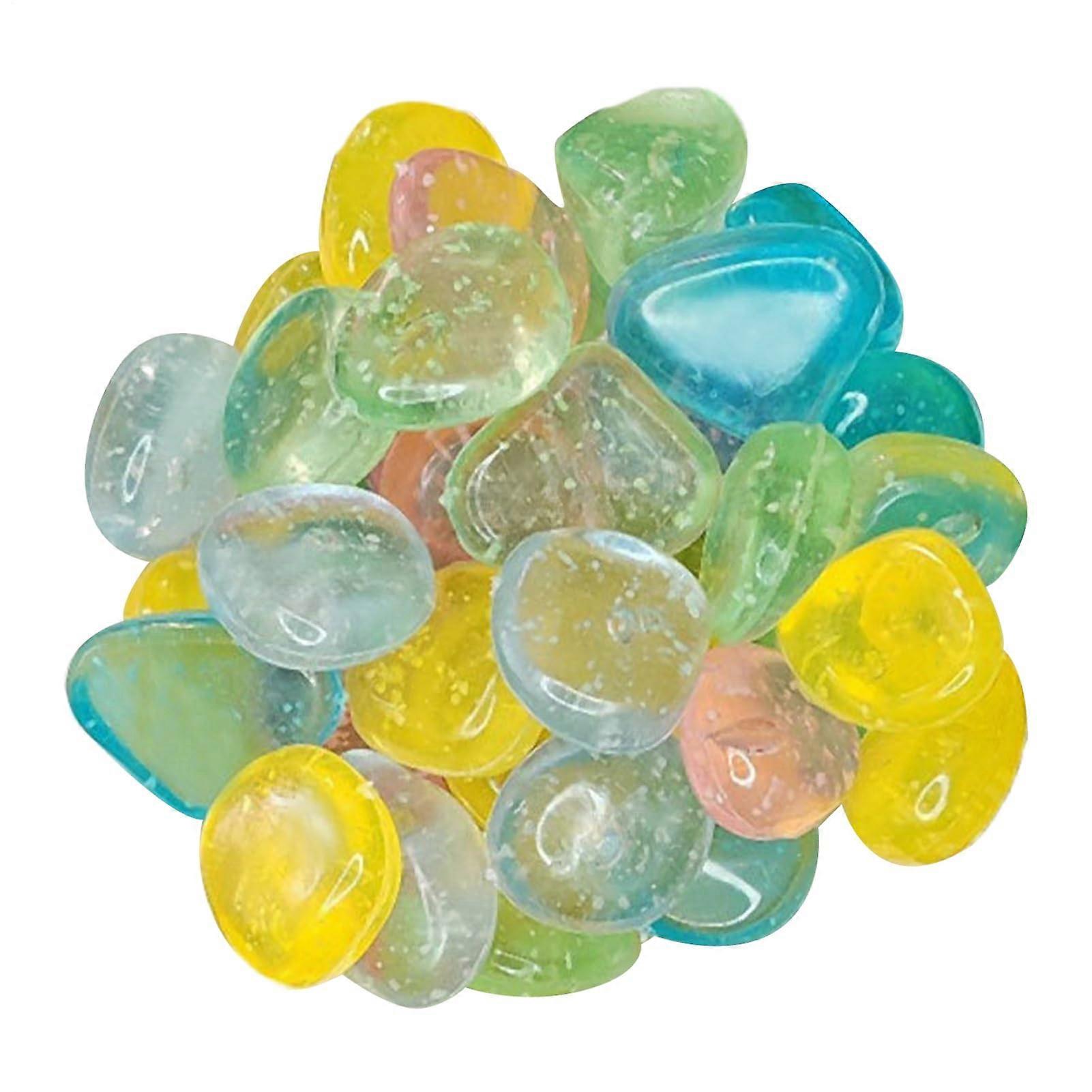 Glow-in-the-Dark Pebbles - Aquarium Stones, Decorative Stones for Garden, Pond, Pool, and Terrarium Use, Multi-Color Mix