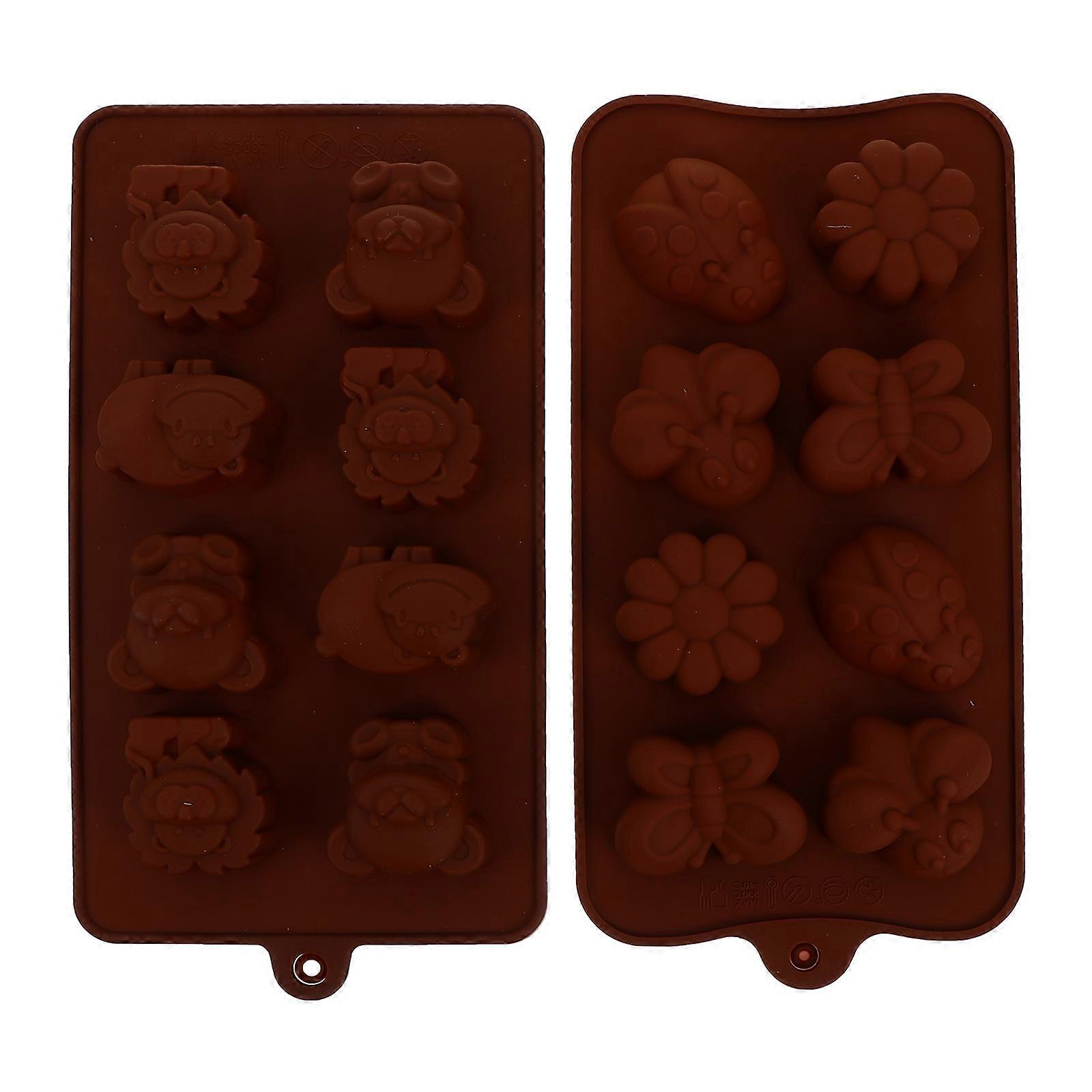 Silicone Chocolate Mold for Baking Creative Animal Design Easy to Clean Coffee Color 2 Pcs