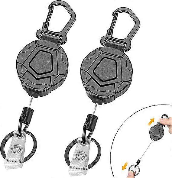 Set of Two Retractable Key Badge Holders with Carabiner  Solid Extendable Steel Cord Retractable Cable  Sturdy Key Badge Holder Clip Key Badge Reel