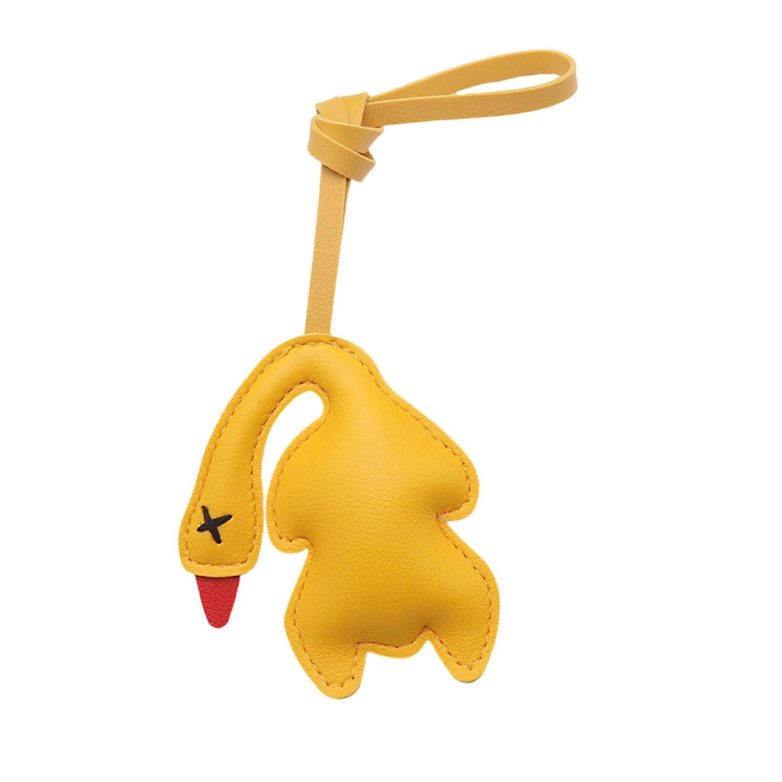 Creative Roast Duck Inspired Key Fob PU Leather Keychain Multipurpose Decorative Charm for Purse Backpack or Vehicle Yellow