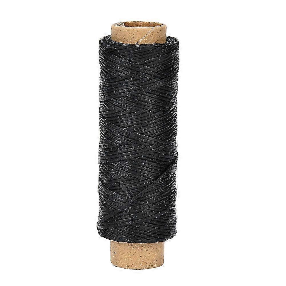 50 Meters/Roll 150D/16 Craft Flat Sewing Thread Hand Stitching Waxed Thread (Black)