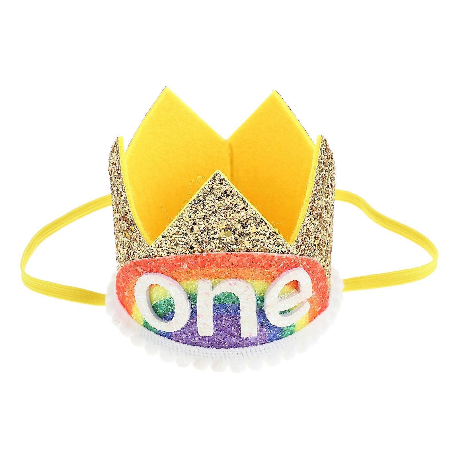 Rainbow Birthday Crown for Children Made of Cloth Multi Color Perfect for Party Performance and Photos 70 Characters