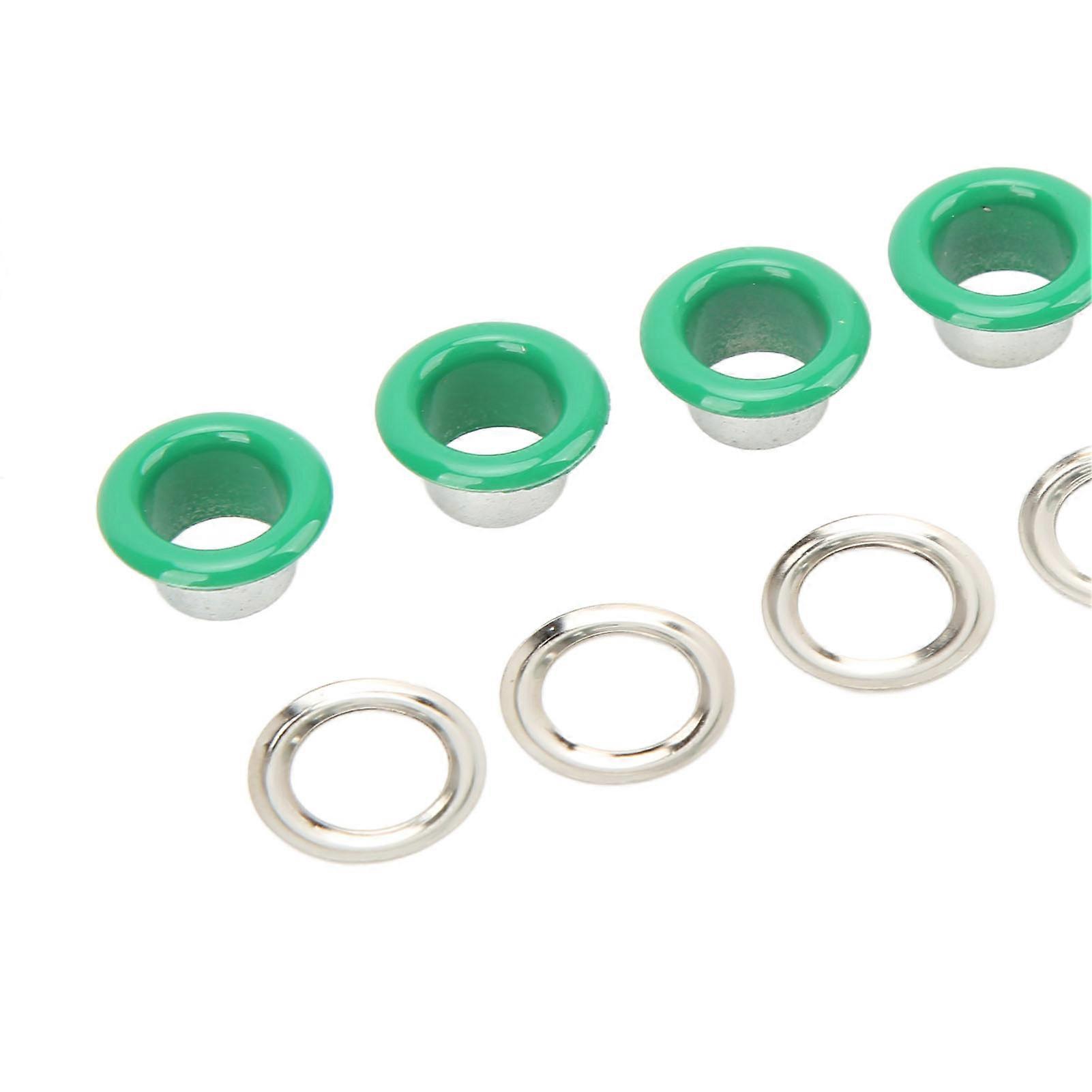 500 Sets Grommet Kit 8mm Round Copper Vibrant Color Multi Purpose Eyelet Kit for Repair Decoration DIY Green