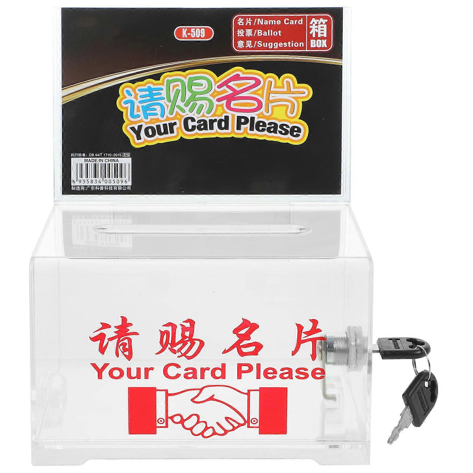 Desk Business Card Holders Large Capacity Lockable Transparent Design for Easy Access 15.50X12.00X10.00cm 1Set