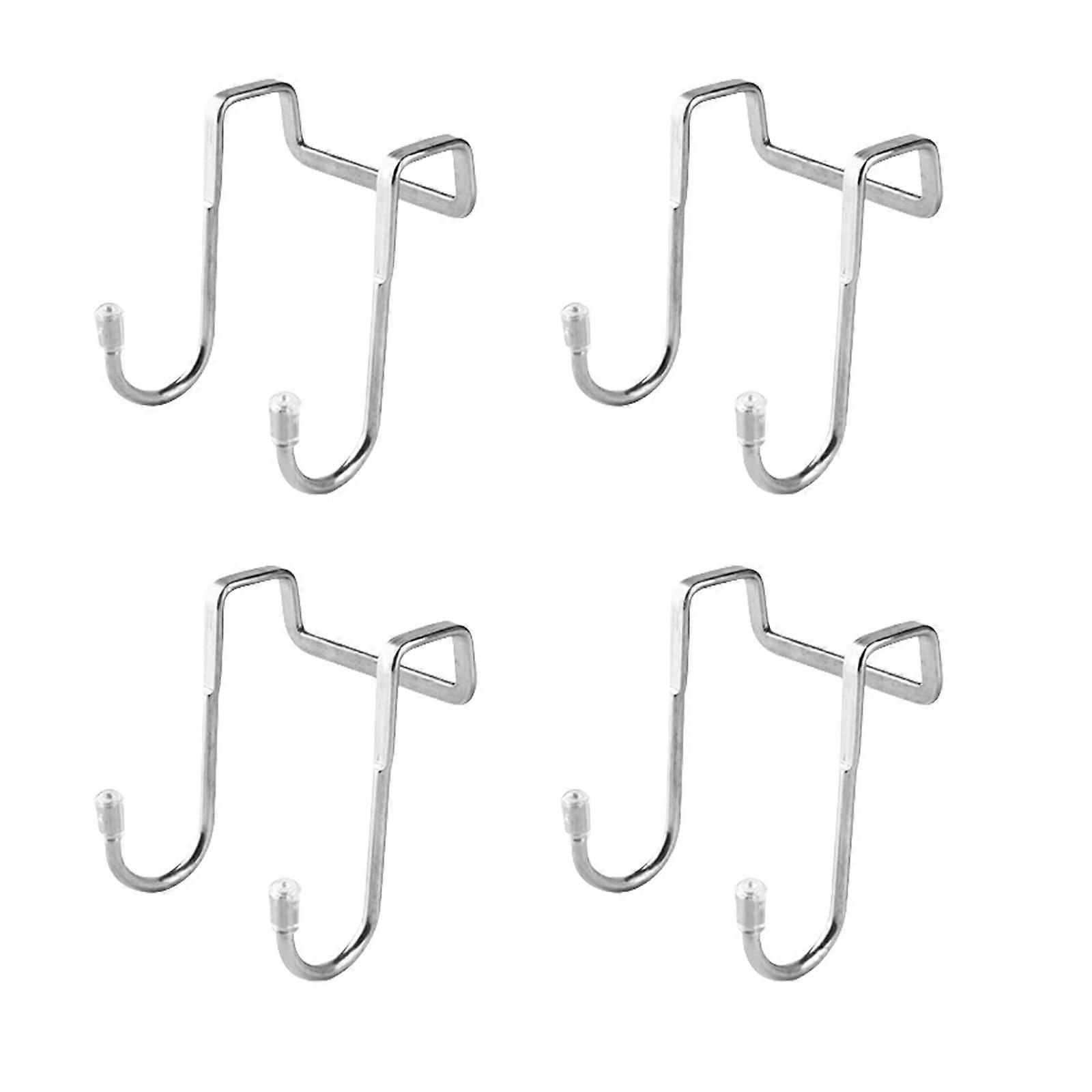 Set of 4 Strong Stainless Steel Hooks for Efficient Space-Saving Storage Solutions in Small Rooms, Silver Finish