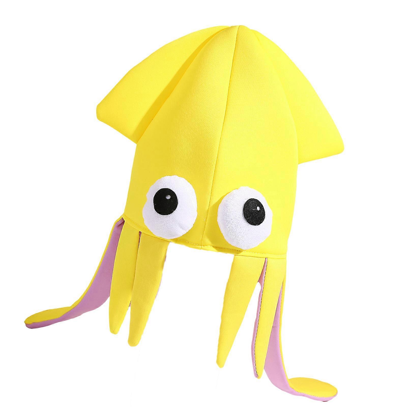 Cheerful Squid Caps With 4 Color Option Creative Csotume Soft Fabric Role Play Accessory Birthday Party Essential  Yellow