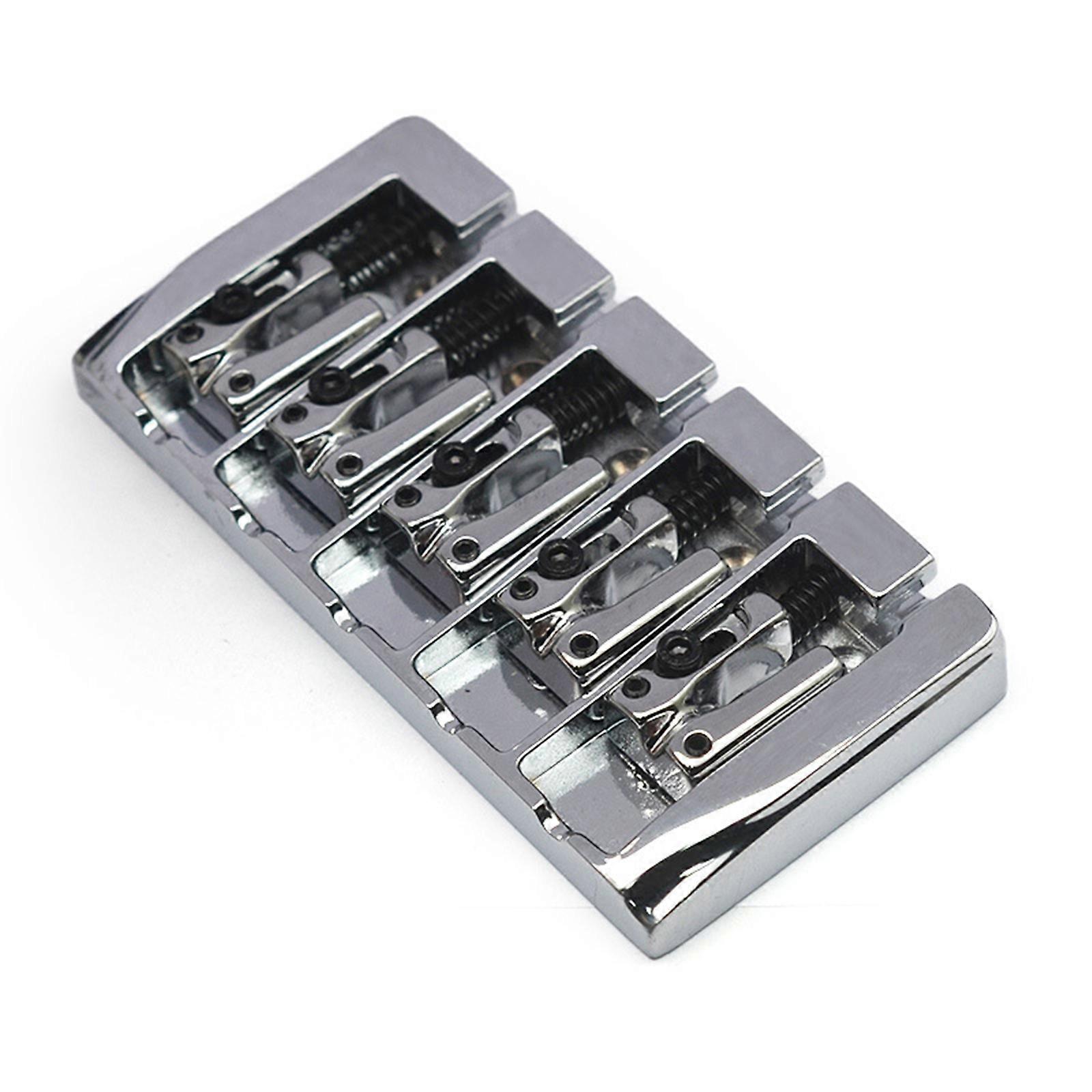5 String Bass Bridge Assembly, 5 String Vintage Style Bass Bridge for 5 Strings Electric Bass Guitar 3 Color to Choose  Silver