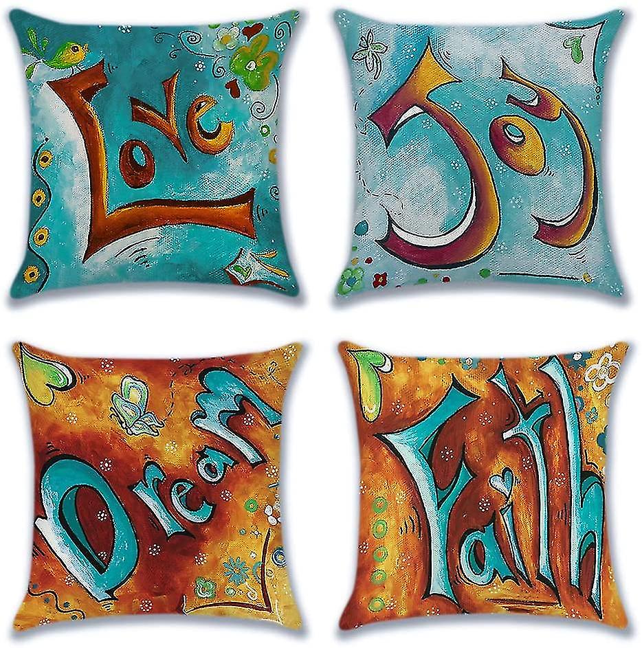 Decorative Pillow Cover Cotton Linen 4pcs/set