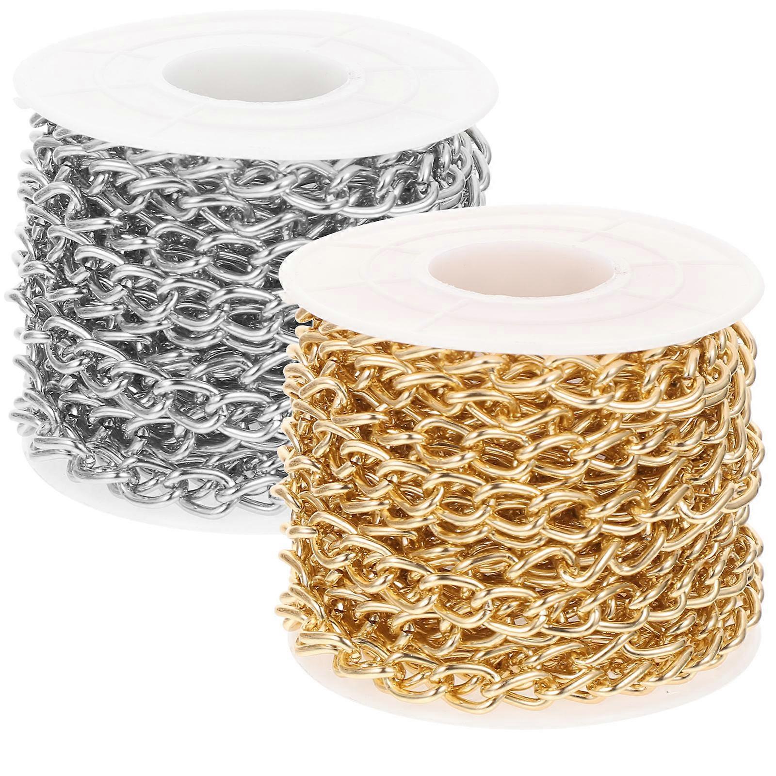 2 Rolls of Colorfast Aluminum Chain Diy Light Chain Jewelry Making Chains For Crossbody Bag