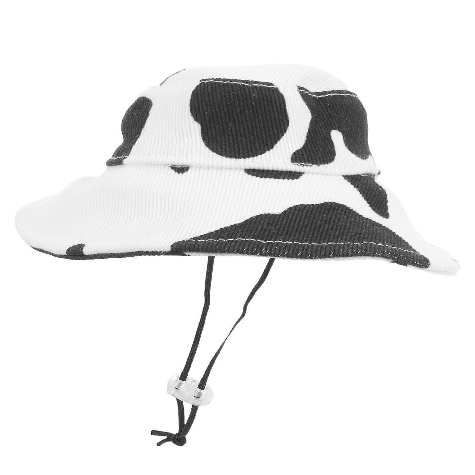 Adjustable Cotton Pet Hat with Cow Pattern, Sun Protection Festival Hat for Dogs and Cats, Comfortable and Breathable for Parties, Photos and Outdoor