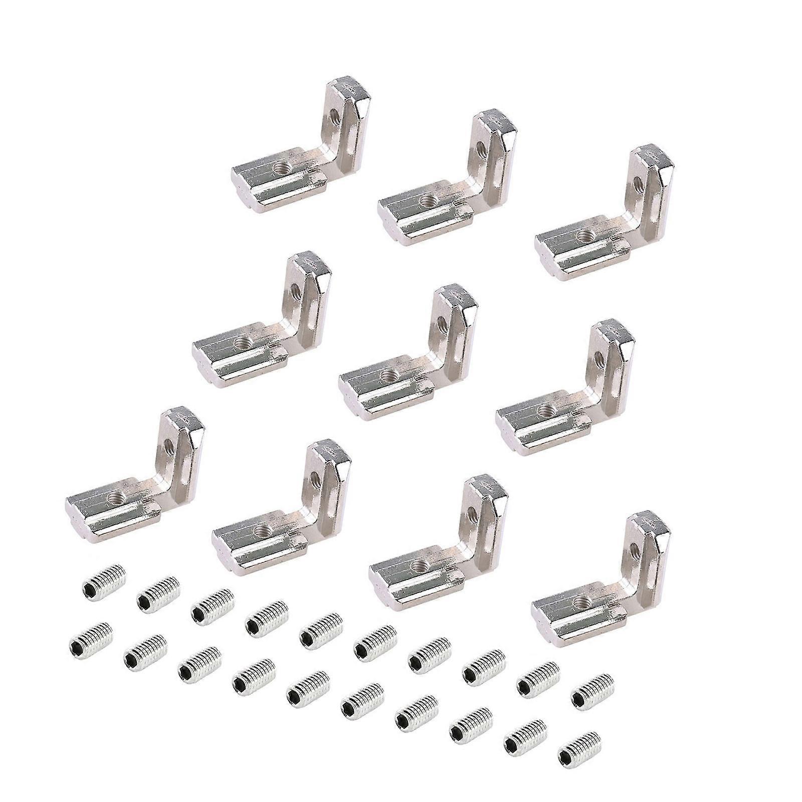 10pcs Profiles L Shape Angle Brackets Inner Corner Connectors 90 Degree Bracket Quick Installation for T Slot Application Silver