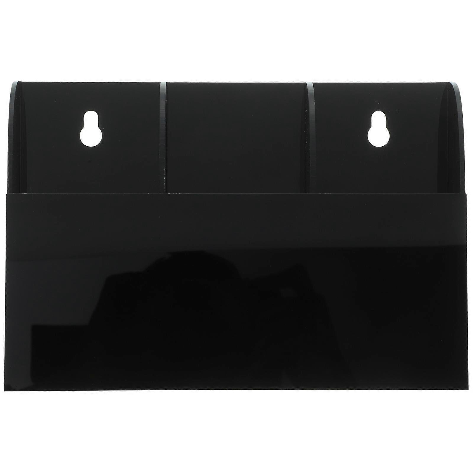 Wall Mounted Acrylic Storage Box for Remote Controller Phone Holder with 3 Grids Black 7.87x4.92x1.57 Inches