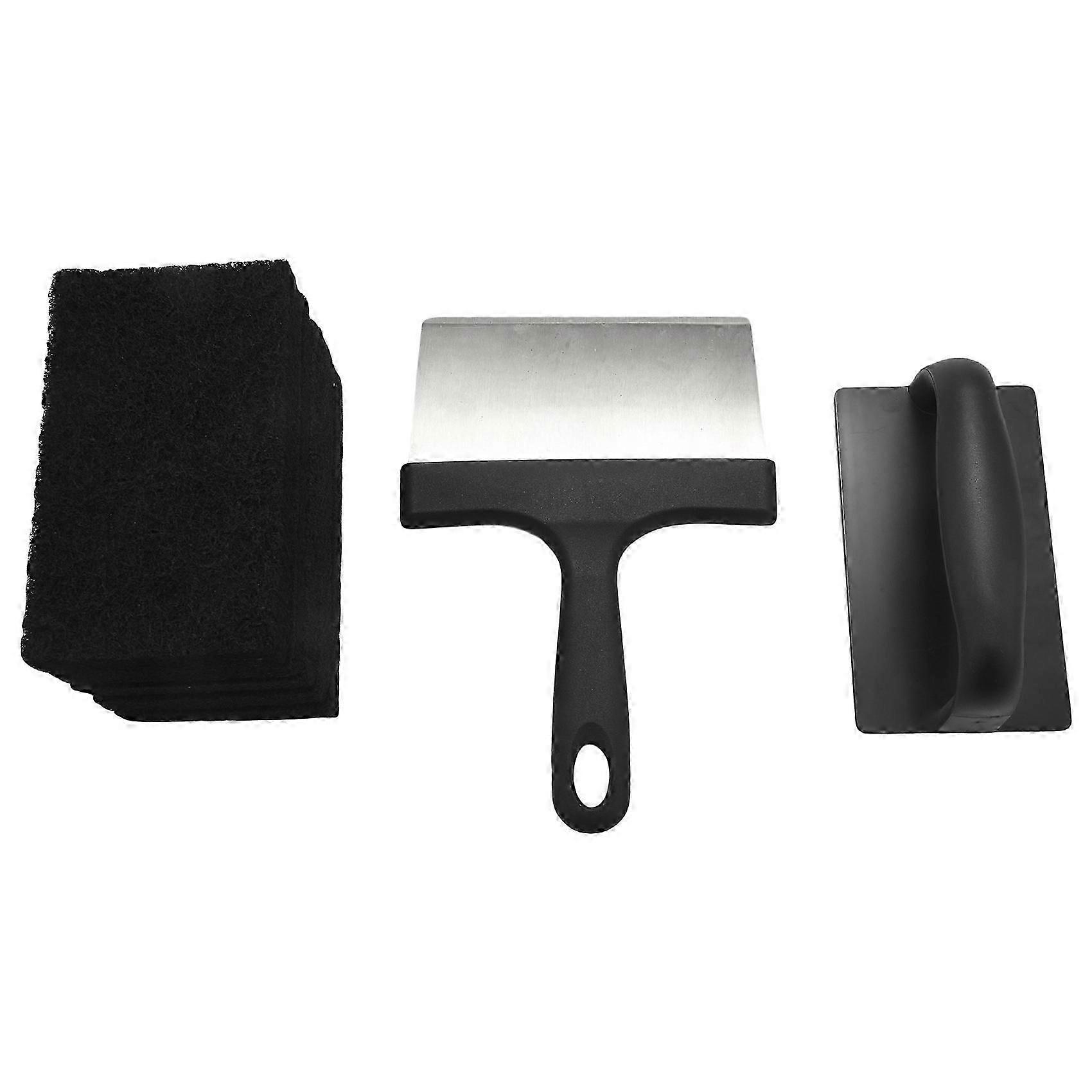 Versatility Griddle Cleaning Kit Grill Cleaner Tool Set for Hot or Cold Surfaces Scraper Cleaning Brushes