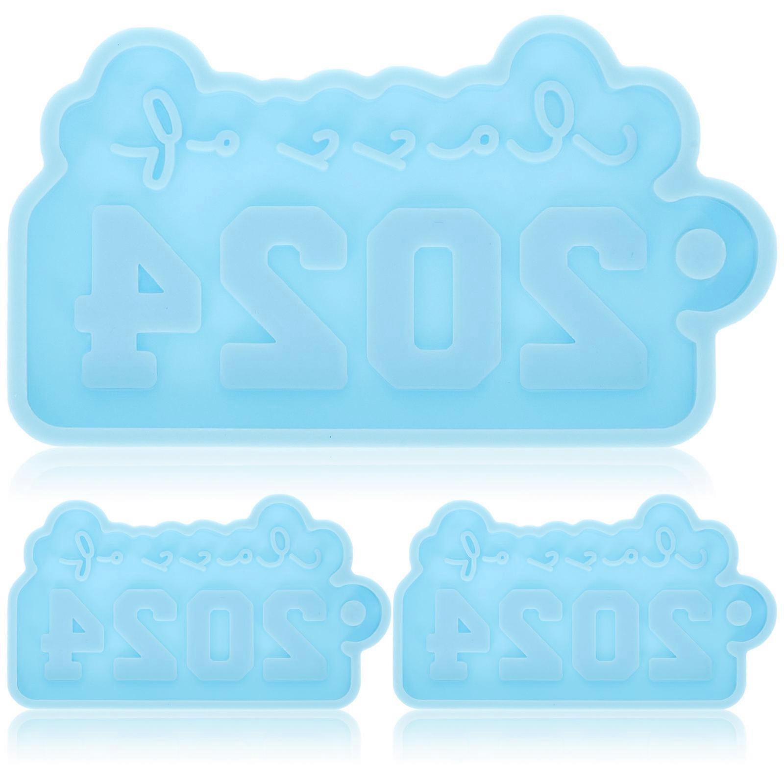 DIY 2024 Key Chain Mold Silicone Pendant Molds for Kitchen Use Blue Color Lightweight Durable NonStick Easy to Clean 3pcs