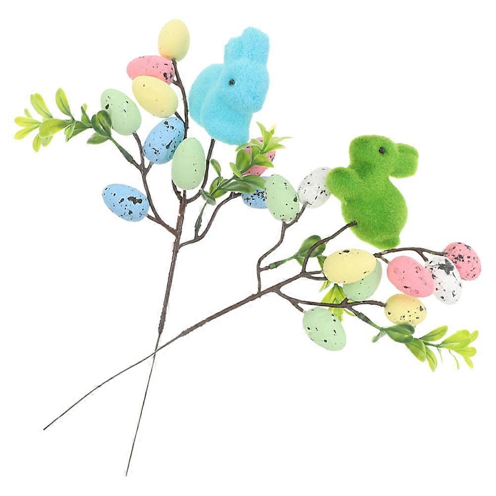 Assorted Color Artificial Easter Egg Stems for Party Adornment 2Pcs