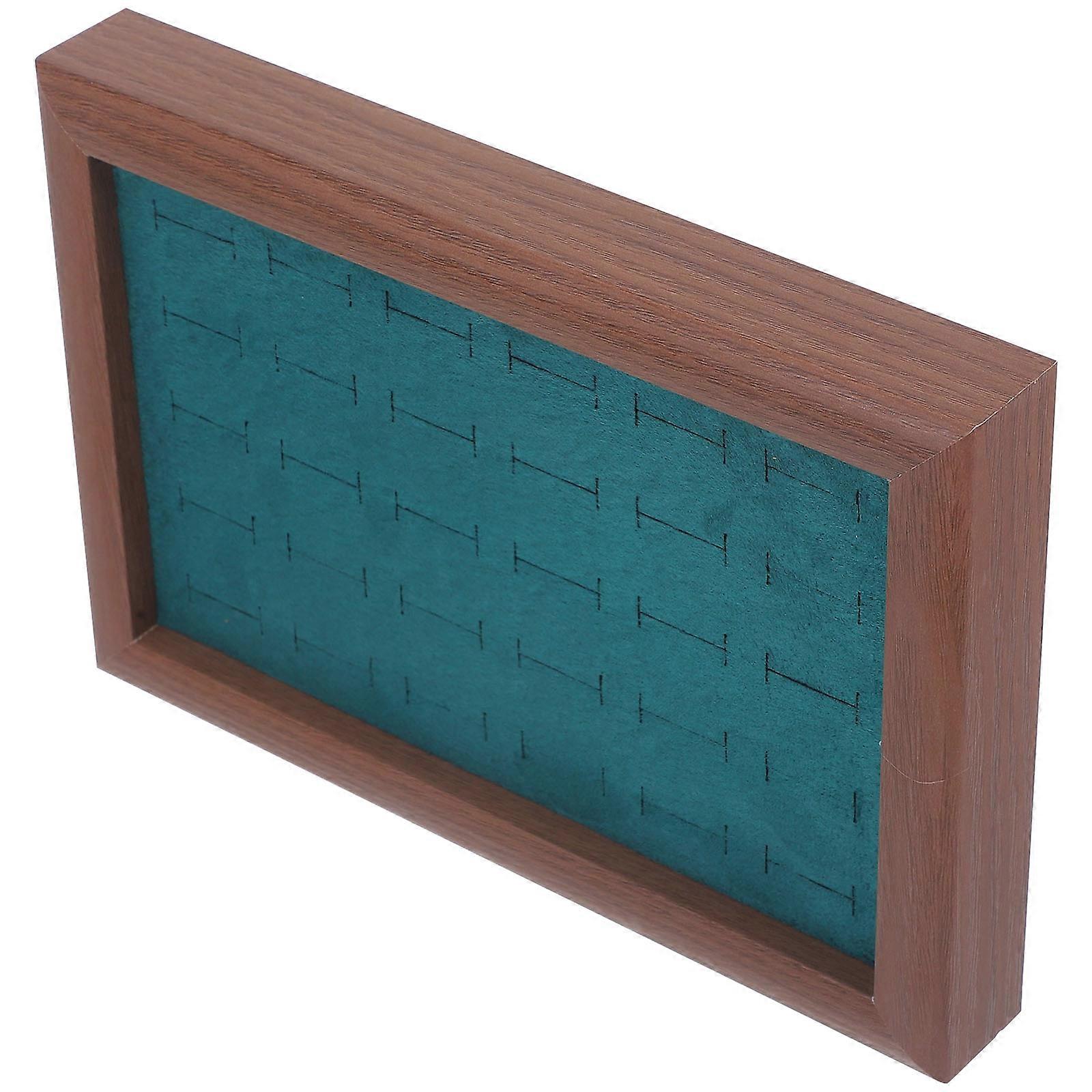 Ring Display Tray Multi-Slots Design Valnøtt Mønster Svamp Beskyttelse mot Riper Og Skader Forretningsreiser 1 stk