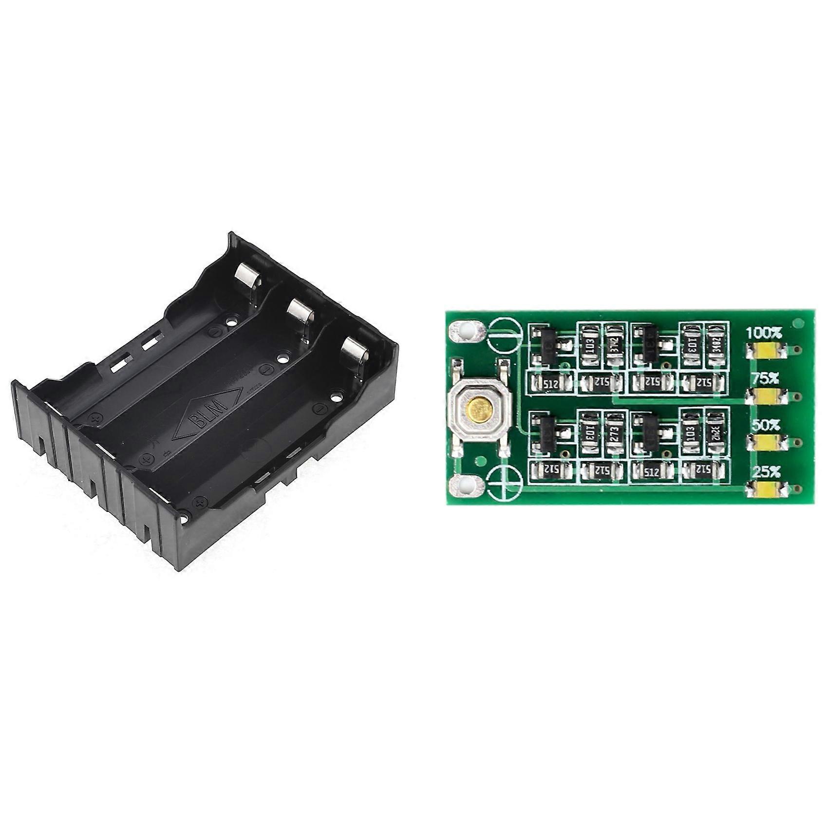 1 Pcs 18650 Battery Holder with Pins & 1 Pcs 3S 11.1V 12V 12.6V Lithium Battery Capacity Indicator M
