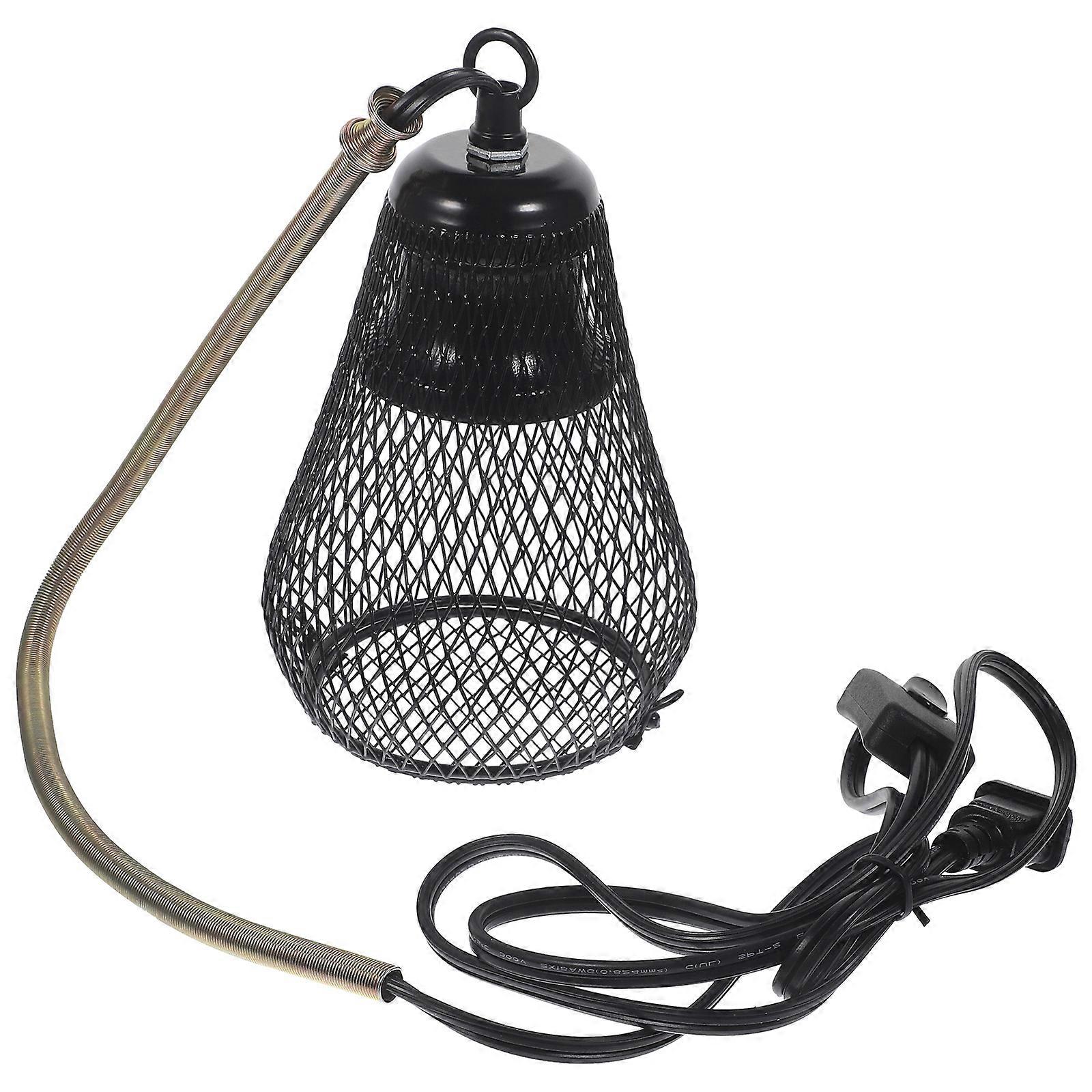 Black Iron Reptile Heat Lamp Shade with Hook for Safe Pet Protection and Easy Installation