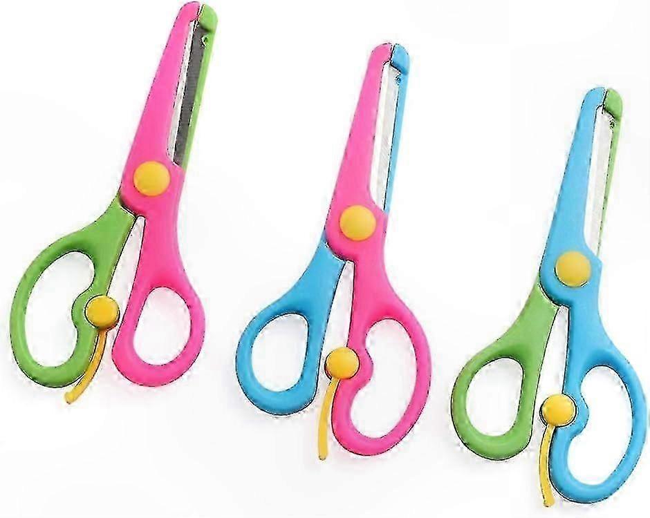 Children's Safety Scissors Kit - 3 Spring-Loaded Scissors for Preschool Learning & Creative Projects