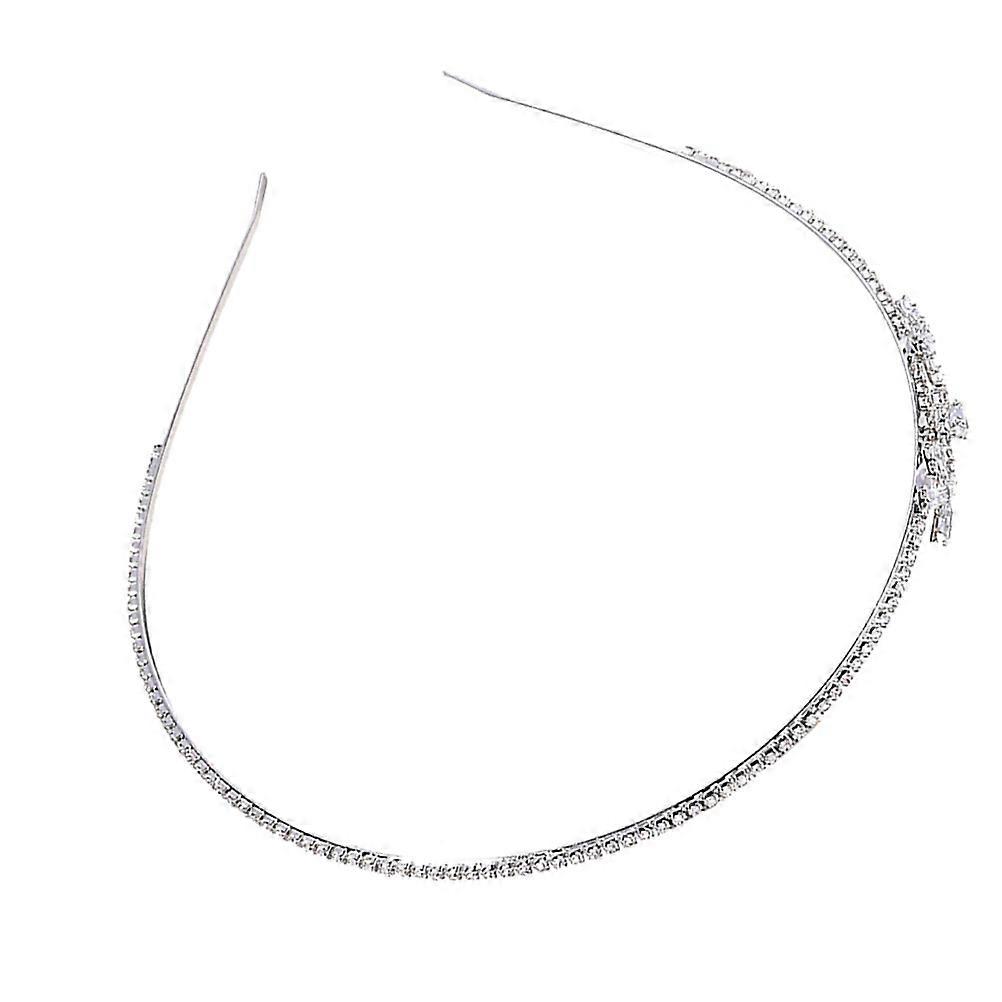 Silver Alloy Bride Headband with Design for Wedding and Special Occasions 0.75in Wide