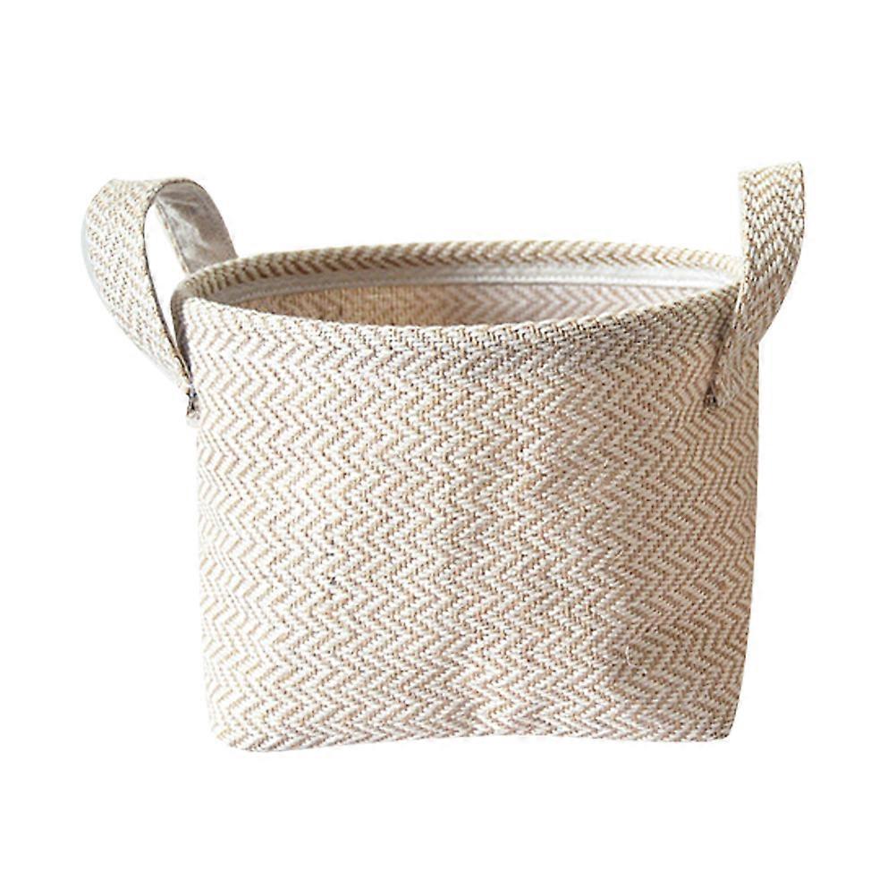 Woven Desktop Storage Basket Large Size Spinning Beige Color For Toys Organization 1Set
