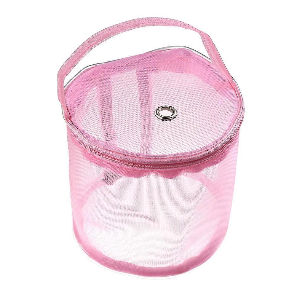 Knitting Yarn Storage Bag Small Pink Nylon Mesh Tote for Crochet Hooks and Yarn Balls Durable Functional Organizer for Knitting Supplies