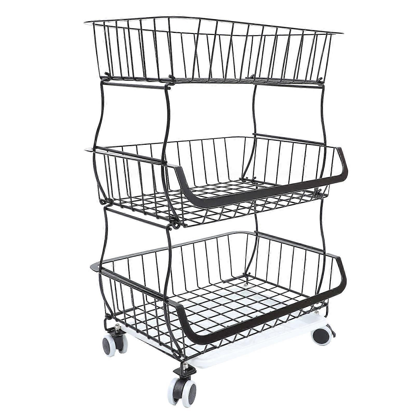 Kitchen Utility Cart Three-layer Shelf Trolley For Kitchen Use Simple Structure 1 Set