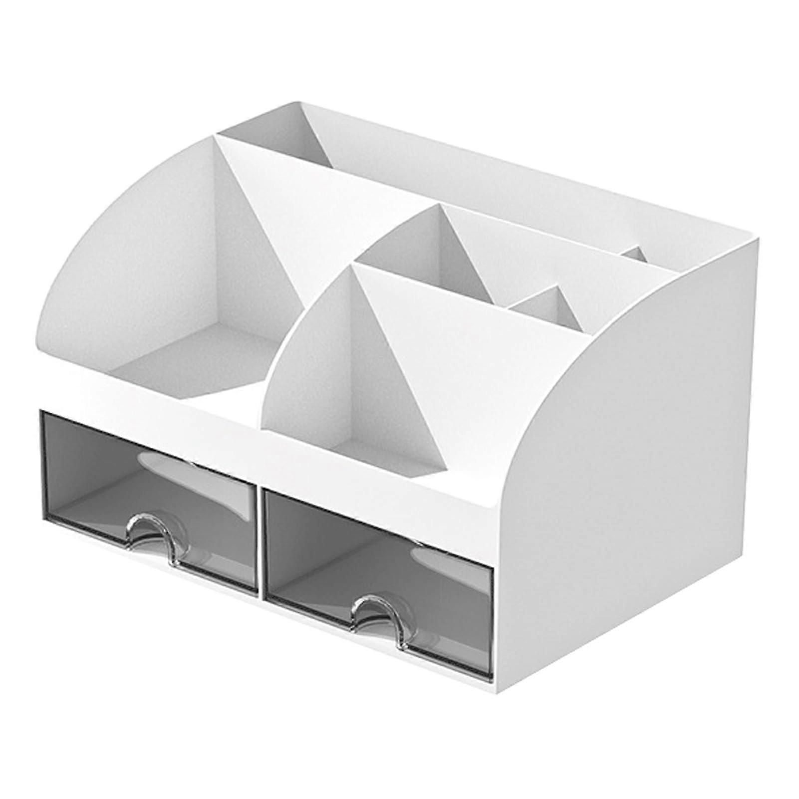 Desktop Storage Box Multifunctional Transparent Drawer Organizer White