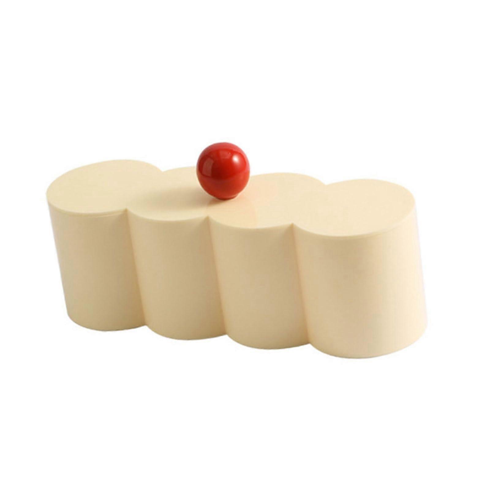 Efficient, dustproof desk storage solution, elegant desk organizer, functional storage box for home, study, or office, milk white with red spheres.