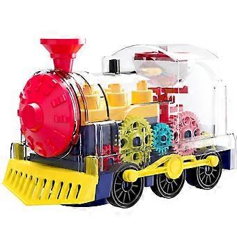 Transparent Gear Toy with Lights and Music, 360° Rotating Electric Toy for Walking, Educational