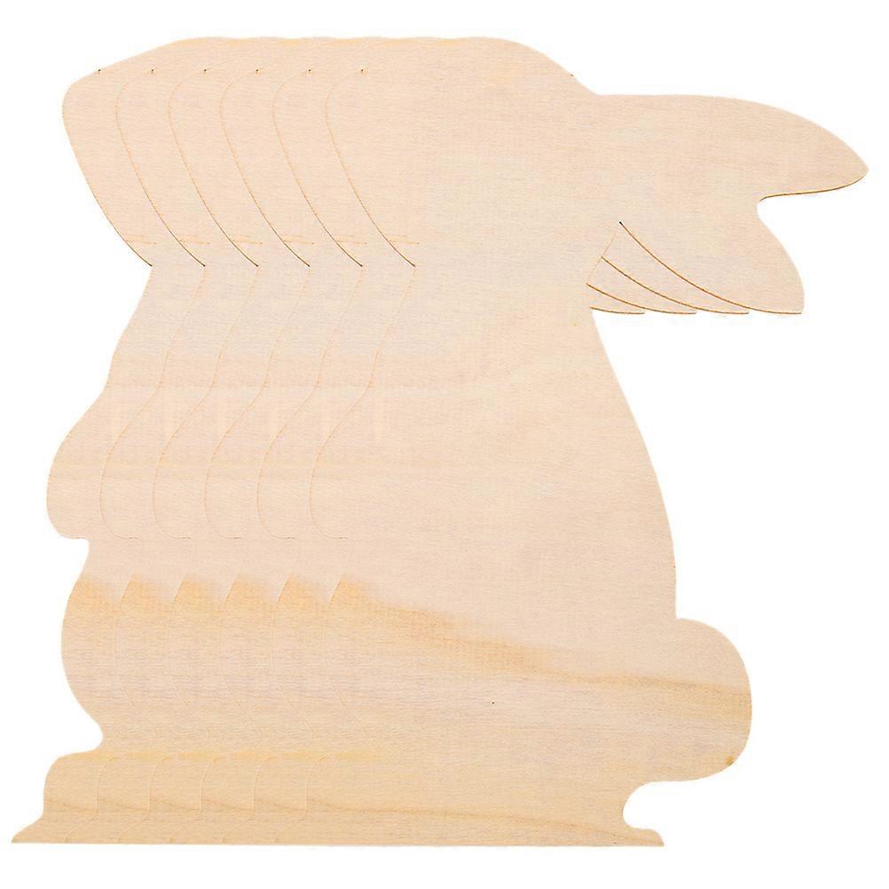 6pcs Blank Wooden Bunny Cutouts Easter Rabbit Wood Slices