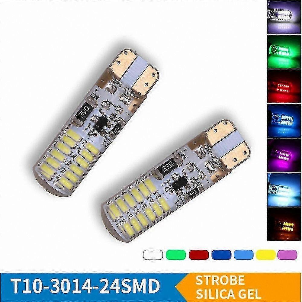 2pcs T10 LED Strobe Lights for Car Interior Clearance and Parking Use 12V Flashing W5W Assembly White