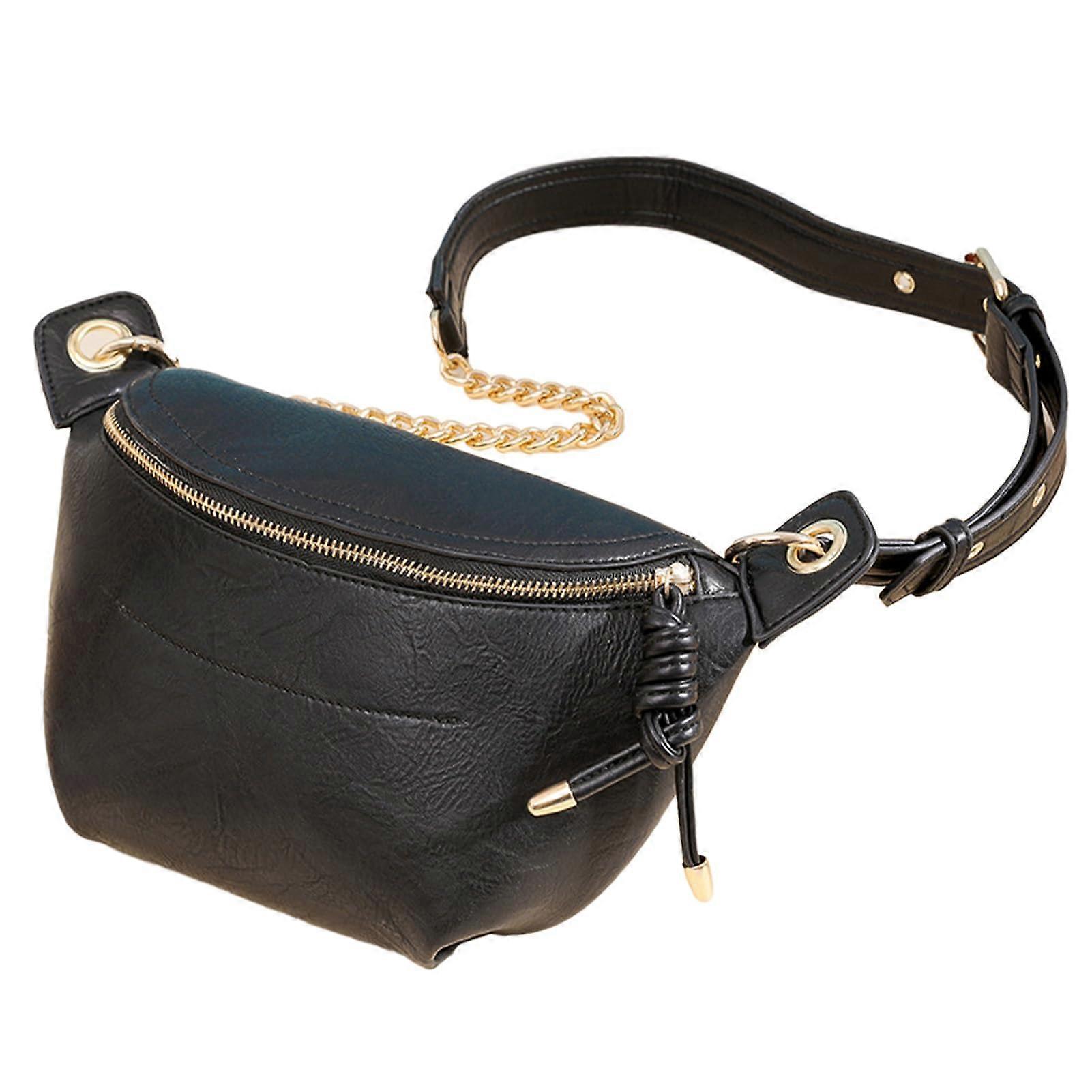 Hip bag, Vintage women's hip bag with large capacity for party, running (one size) Black One size