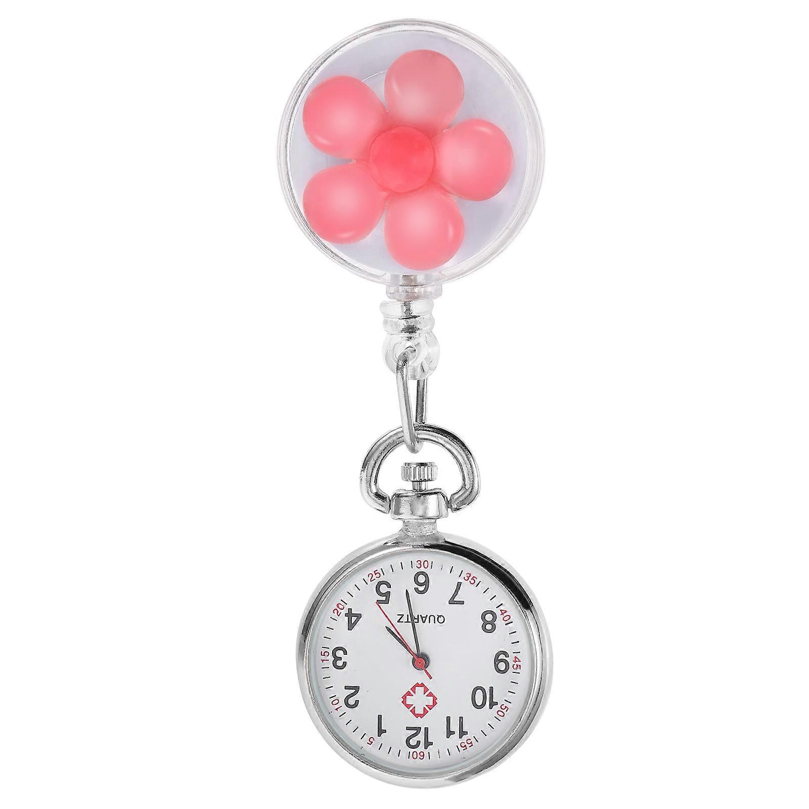 Cartoon Clip On Lapel Watch For Nursing Students And Nurses In Pink Color With Simple Design And Time Telling Function 1Pack