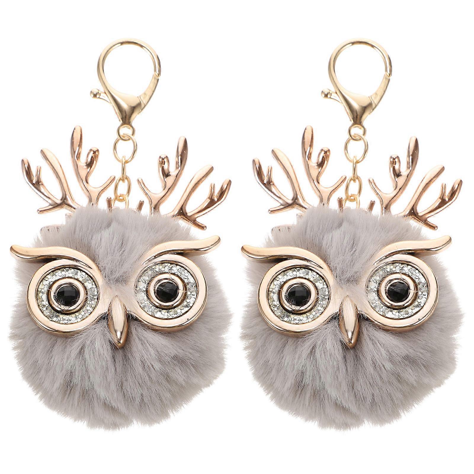 Delicate Keychain Pendant 2PCS Plush Owl Animal Keychain Charm Great For Daily Use Ideal Kids Women Men Convenient Keyring Decor