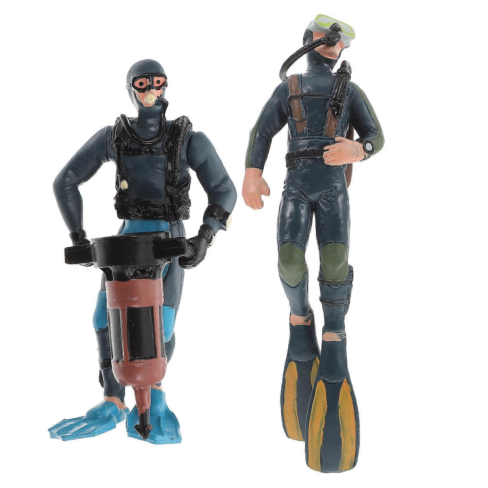 2pcs Simulated Diver Figurines Lovely Underwater Explorer Doll Action Figures